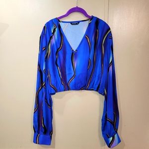 SHEIN GORGEOUS contrast puff sleeve  crop top Size 3XL